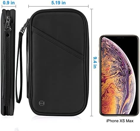 RFID Travel Passport Holder for Family - Large, Wallet Holder for Family Men Women, Lightweight Portable Travel Document Organizer Passport Card Cover with Zipper Pocket, Black - Image 4