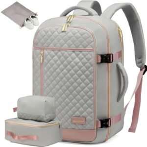 LOVEVOOK Travel Backpack for Women, Carry on Backpack for Airplanes,TSA Personal Item Travel Bag fits 16" Laptop,Travel Essentials Carry On Bag Flight Approved with 3 Packing Cubes