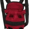 POPETPOP Pet Carrier Backpack, Front Backpack for Dogs Adjustable Pet Front Cat Dog Carrier Backpack Travel Bag, Legs Out, Easy-Fit for Traveling Hiking, Make Pupppy Sit Comfortably(Red,M)