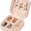 LETURE PU Leather Small Jewelry Box, Travel Portable Jewelry Case for Ring, Pendant, Earring, Necklace, Bracelet Organizer Storage Holder Boxes (Pink) - Image 4