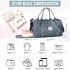 Gym Bag for WomenMen with Shoes Compartment and Wet Pocket,Sport Swimming Yoga Bag,Waterproof Travel Duffel Bag Small Carry on Bag Overnight Weekender Bags Personal Item Bag for Airlines Grey Blue - Image 2