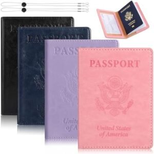 4 Pack Passport Holder, Leather Passport Cover Travel Essential Cruise Must Have Passport Holders Slim and Portable for Travel, Passport Cover for Women Men