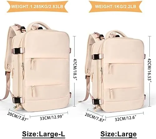 coowoz Large Travel Backpack For Women Men,Carry On Backpack,Hiking Backpack Waterproof Outdoor Sports Rucksack Casual Daypack Travel Essentials（Beige） - Image 2