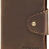 Polare Full Grain Leather Slim and Soft RFID Blocking wallet For Men Snap Bifold Travel Wallet Passport Holders 2 Passports (Dark Brown)