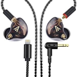 Vibes 201L Wired Earbuds in-Ear Headphones, Lightning to 3.5mm Adapter & Braided Cord, Noise Isolating Bass Driven Earphones, Carry Case, Ear Buds Tips, 3.5mm Jack (Clear Brown, No Mic)