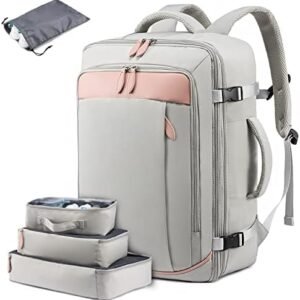 LOVEVOOK Carry on Backpack, 40L Travel Backpack for Women Men Airline Approved, Expandable Large Suitcase Backpacks With 4 Packing Cubes, Aer Travel Pack 3, Water Resistant Weekender Bag
