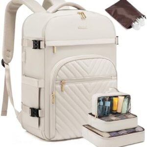LOVEVOOK Large Travel Backpack for Women, TSA Carry on Backpack for Airplanes, 40L Personal Item Travel Bag fits 17" Laptop with USB Port, Waterproof Carry on Bag Flight Approved with 4 Packing Cubes