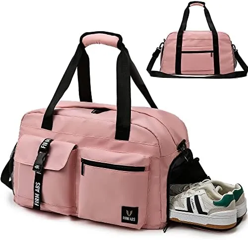 Gym Bag for Women and Men, Duffle Gag for Travel With Shoe Compartment and Wet Compartment, Used as a Overnight Bag (pink) - Image 7
