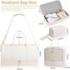 ETRONIK Weekender Overnight Bag for Women, Large Travel Duffle Bag with Shoe Compartment & Wet Pocket, Carry On Tote Bag Gym Duffel Bag with Toiletry Bags for Hospital 4 Pcs Set, Large Size, Beige - Image 2