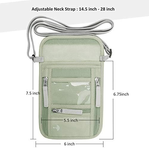 WALNEW Passport Holder Neck Pouch Travel Wallet for Women and Men, RFID Blocking Security Slim Traveling Wallet with Around Neck Lanyard Strap - Image 2