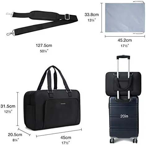 BAGSMART Weekender Bags for Women, Travel Duffle Bag Carry On Overnight Personal Item Bag with Shoe Bag for Travel Essentials (Black, 27L) - Image 6