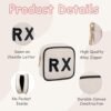 Small Canvas Rx Medicine Packages, Cute Chenille Letter Patch Drug Makeup Bag with Metal Zipper, Mini Travel First Aid Purse Organizer Machine Washable (01Beige) - Image 3