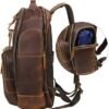 LANNSYNE Men's Vintage Full Grain Leather 15.6 Inch Laptop Backpack Camping Travel 24L Rucksack - Image 6