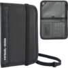Veki RFID Passport Holder, Family Passport Wallet for Women Travel, Mini Passport Holder Neck Pouch for Men, Foldable Passport Cover with Zipper for Crossbody Use (Black)