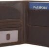 Polare Full Grain Leather Passport Holder RFID Blocking Travel Bifold Wallet Passport Holders 2 Passports (Dark Brown)