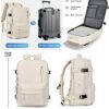 VGCUB Large Travel Work Business Backpack Carry on flight Approved 17 Inch Laptop Backpack for Women Men with Laptop Compartment Mochila de Viaje,Beige - Image 6