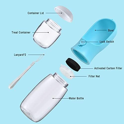 Dog Water Bottle with Food Container, Travel Puppy Water Bowl, Portable Pet Dispenser, Dog Stuff Accessories Items, Puppy Essentials Necessities for Yorkie Chihuahua Cat Walking and Hiking - Image 3