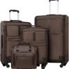 Coolife Luggage 4 Piece Set Suitcase Expandable TSA lock spinner softshell