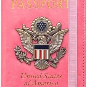 Passport Holder for Women RFID Blocking Travel Wallet Protector Leather Passport Wallet Waterproof Passport Cover for Women/Men Anti-Lost Travel Essentials Document Organizer (Pink)