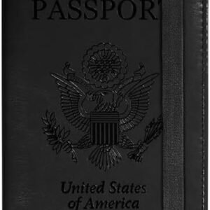ACdream Passport and Vaccine Card Holder Combo, Cover Case with CDC Vaccination Card Slot, Leather Travel Documents Organizer Protector, with RFID Blocking, for Women and Men,