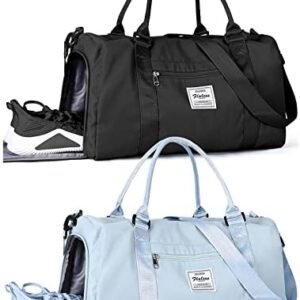 Gym Bag Womens Mens with Shoes Compartment and Wet Pocket,Travel Duffel Bag for Women for Plane,Sport Gym Tote Bags Swimming Yoga,Small Waterproof Weekend Overnight Bag Carry on Bag Hospital Holdalls
