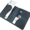 Hide & Drink, Double Passport Cover, Bills & Travel Key Holder, Genuine Case, Organizer, Full Grain Leather, Handmade Accessories, Slate Blue - Image 5