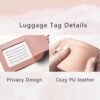 Initial Passport Cover Holder and Luggage Tag Set with Alphabet Chenille Letter Patch for Women Teenager Girls, PU Leather Traveling Bag Suitcase Identifier Pink M - Image 3