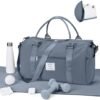 Gym Bag for WomenMen with Shoes Compartment and Wet Pocket,Sport Swimming Yoga Bag,Waterproof Travel Duffel Bag Small Carry on Bag Overnight Weekender Bags Personal Item Bag for Airlines Grey Blue