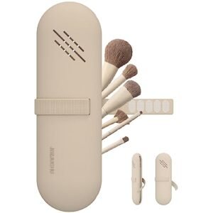 Travel Makeup Brush Holder,Make Up Organizer Bag Case,Cosmetic pouch,Toiletry Organizer,Silicon Small Makeup Brush Purse (Walnut)