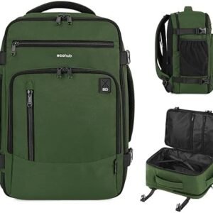 ECOHUB 16'' Travel Backpack Carry On Underseat Airline Approved Personal Item Travel Bag with Multi-Pockets Laptop Backpack Casual Daypack Small Backpack Lightweight for Women Men, Green