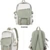 coowoz School Bag Lightweight Casual Daypack College Laptop Backpack for Men Women Water Resistant Travel Rucksack for Sports High School Middle Bookbag for girls Gray Green white - Image 5