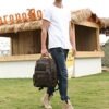 LANNSYNE Men's Vintage Full Grain Leather 15.6 Inch Laptop Backpack Camping Travel 24L Rucksack - Image 8