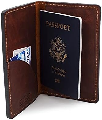 Leather Passport Holder for Men | Made in USA | 3.5" x 5.5" Field Notes Cover | Tobacco Snakebite - Image 6