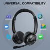 Bluetooth Headset with AI Noise Canceling Microphone, Stereo HiFi Bluetooth Headphones, Wireless Headset with USB Dongle for Computer Office Call Center Skype Zoom Meeting Trucker - Image 4