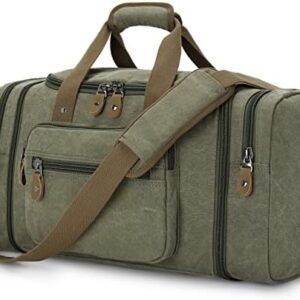 Gonex Canvas Duffle Bag for Travel 50L Duffel Overnight Weekender Bag (Army Green)