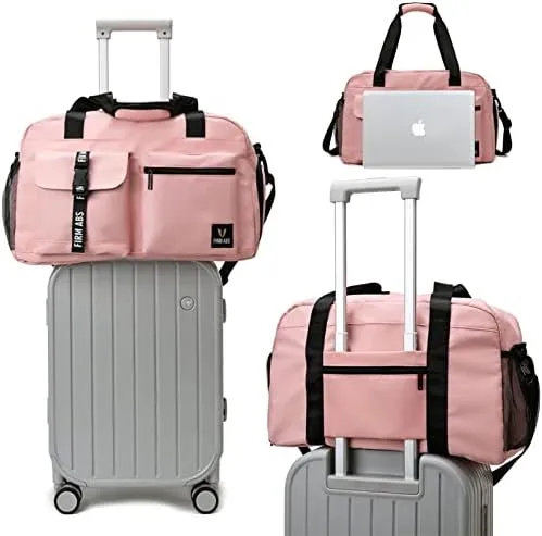 Gym Bag for Women and Men, Duffle Gag for Travel With Shoe Compartment and Wet Compartment, Used as a Overnight Bag (pink) - Image 5
