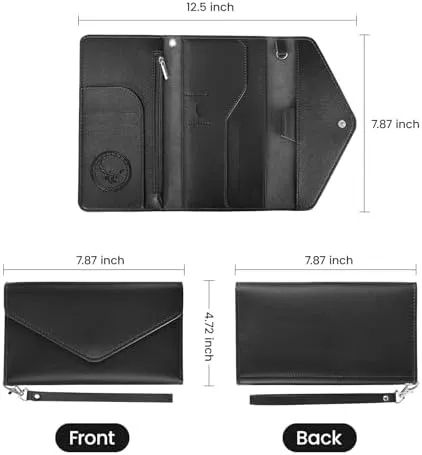 DTTO Passport Holder Travel Wallet for Women, Multi-purpose PU Leather Waterproof Passport Cover with Wrist Strap for Passport, Cards, Boarding Passes, Keys, Black - Image 7