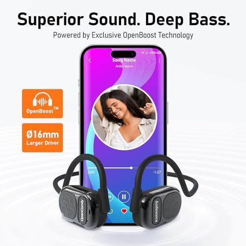 OpenComfy CF201 Wireless Running Headphones | Bluetooth | Open-Ear Headphones | 4-in-1 Advantage: Superior Sound | Ultimate Comfort | Secure Fit | Ambient Awareness | Black - Image 3