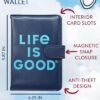 Life is Good Travel Passport Cover - Anti-Theft Passport Holder Wallet with Interior Card Slots, Magnetic Snap Closure, Navy - Image 2