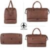 Leather Travel Bag with Shoe Pouch,Weekender Overnight Bag Waterproof Large Carry On Travel Tote Duffel Bag - Image 5