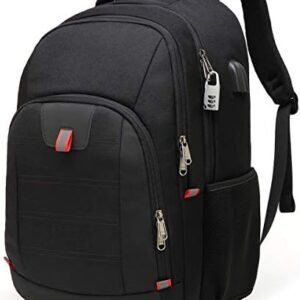 Della Gao Travel Laptop Backpack, Extra Large Anti Theft Backpack for Men and Women with USB Charging Port, Water Resistant Big Business Computer Backpack Bag Fit 17 Inch Laptop, Black