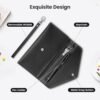 DTTO Passport Holder Travel Wallet for Women, Multi-purpose PU Leather Waterproof Passport Cover with Wrist Strap for Passport, Cards, Boarding Passes, Keys, Black - Image 3