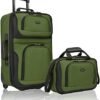 U.S. Traveler Rio Lightweight Carry-On Suitcase 20" Softside Expandable Design, Durable, Business and Travel, Green, Set