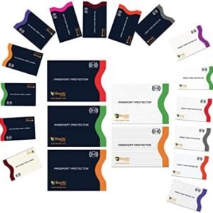 Boxiki Travel RFID Blocking Sleeves, Set with Color Coding | Identity Theft Prevention RFID Blocking Envelopes and Passport Covers