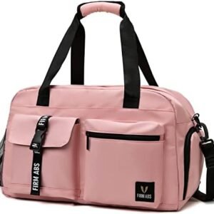 Gym Bag for Women and Men, Duffle Gag for Travel With Shoe Compartment and Wet Compartment, Used as a Overnight Bag (pink)