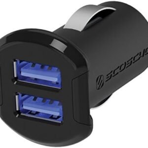Scosche USBC242M ReVolt Universal Cigarette Lighter Multi Device Compact Dual Port USB Car Charger, Fast Charge Two Devices Simultaneously, Black
