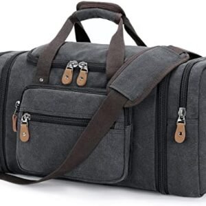 Canvas Duffle Bag for Travel, 50L Duffel Overnight Weekend Bag (Dark Gray)