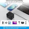 Universal Travel Adapter, International Power Adapter Charger with 3 USB C Ports, 2 USB A Ports and Multi AC Outlet, All-in-one Worldwide Plug Power Adapter for EU US UK AU 200+ Countries - Image 4