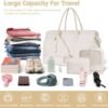 ETRONIK Weekender Overnight Bag for Women, Large Travel Duffle Bag with Shoe Compartment & Wet Pocket, Carry On Tote Bag Gym Duffel Bag with Toiletry Bags for Hospital 4 Pcs Set, Large Size, Beige - Image 7