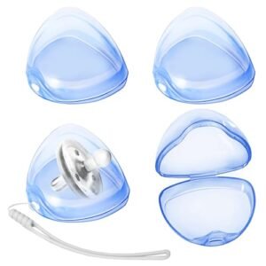 Pacifier Case,4 Pack BPA Free Pacifier Holder Case with Lanyard for Diaper Bag,Pacifier Container Box for Baby Binky Nipple Travel,Essential Pacifier Accessories,Easy to Clean,Blue